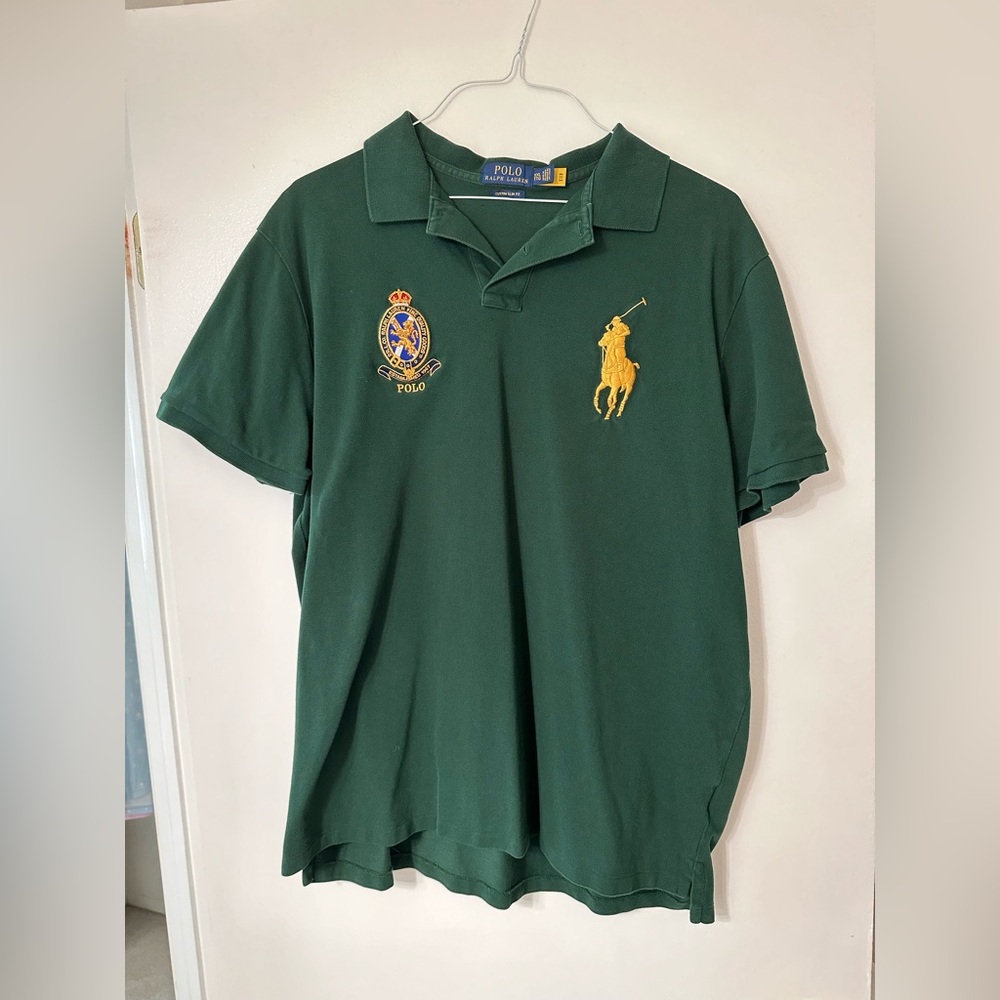 Polo Ralph Lauren Green Short Sleeve Polo Shirt – Crest & Big Pony Logo Size XXL
